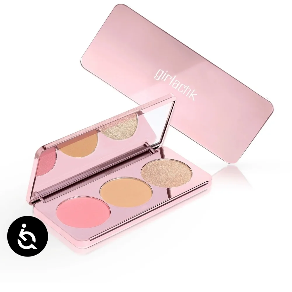 Girlactik Blush Me & Glow Face Palette 3×2.8g Blush Me Light Shades NIB